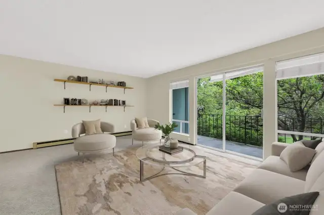 Virtually staged living room