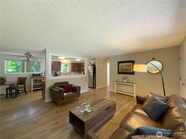 Living room looking into the kitchen