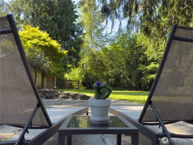 Huge, fully fenced backyard with patio, fire pit area & oversized dog kennel or chicken run.
