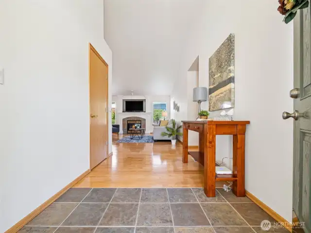 We love large, open entries! So welcoming, and plenty of room for a coat rack or hall tree!
