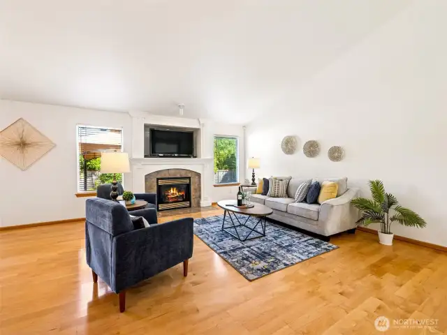 It's hard to imagine on the cusp of August 2025 that you'd care about a gas fireplace - but we know you will in a few short months! -- How cozy is this?