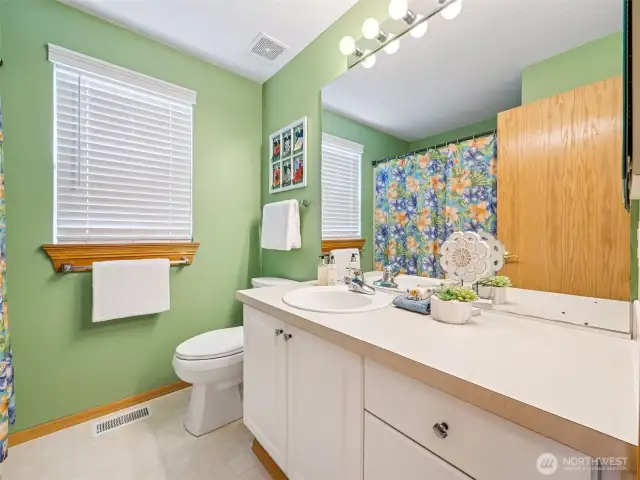 Cheerful hall bathroom!