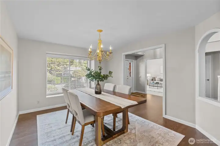 Generous dining room can accomodate the whole crowd