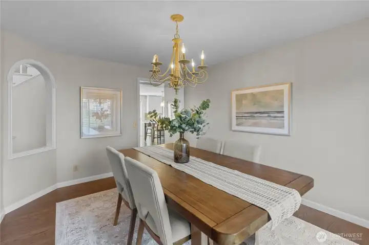 With room for a hutch, a buffet or simply space for everyone to gather