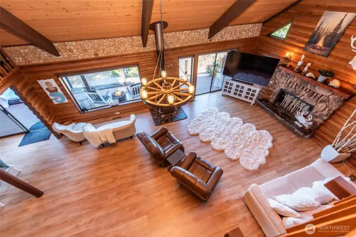 Looking down from loft