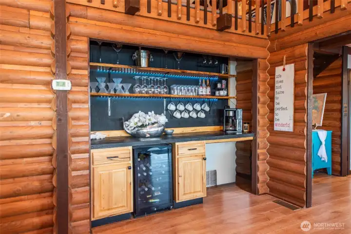 Dry bar with wine fridge