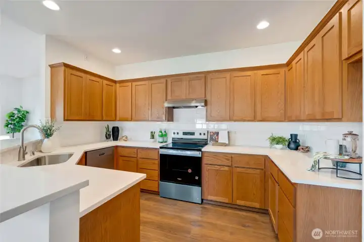 New appliances, countertops and backsplash