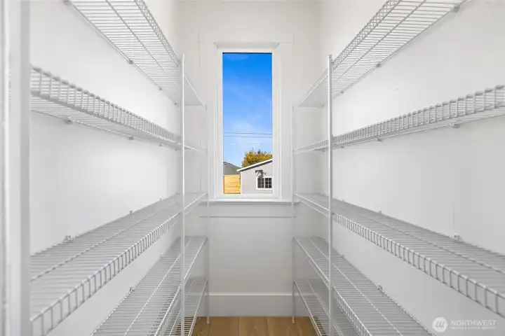 The pantry offers tons of natural light as well as storage.