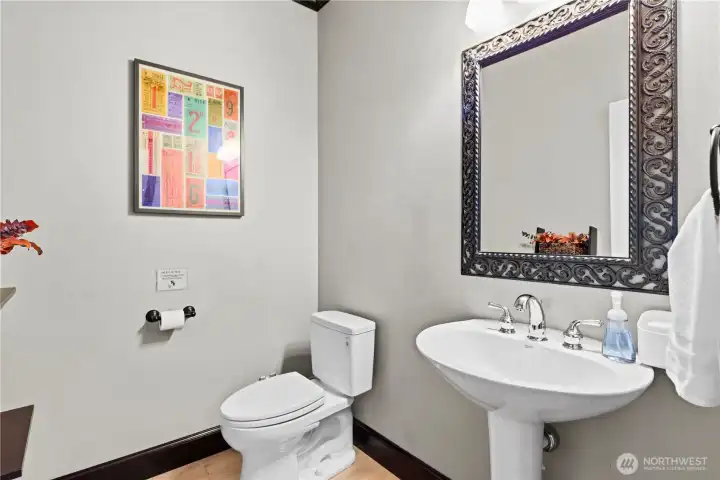 Back inside, we have a powder room for ease