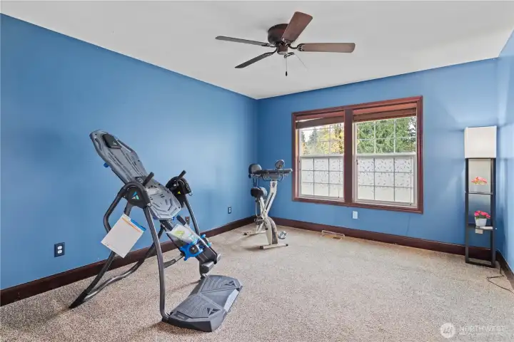 Off the game room is bedroom #5 - quiet exercise/yoga space?