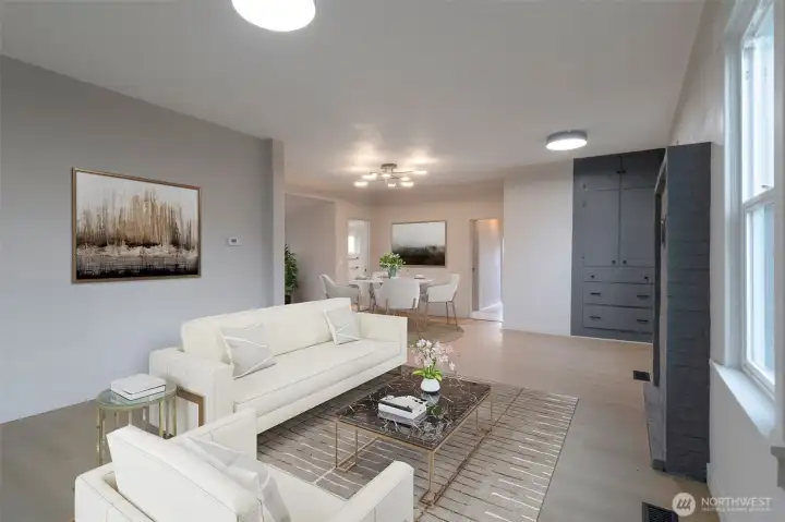 Virtually staged living/family room