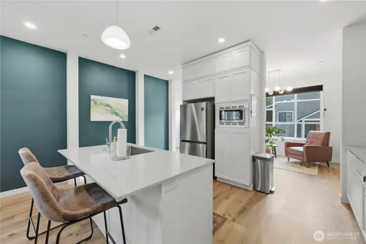 Lounge pictured just beyond the kitchen