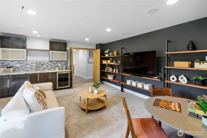 Movie and game nights made easy with a very nice drinks and snack station.