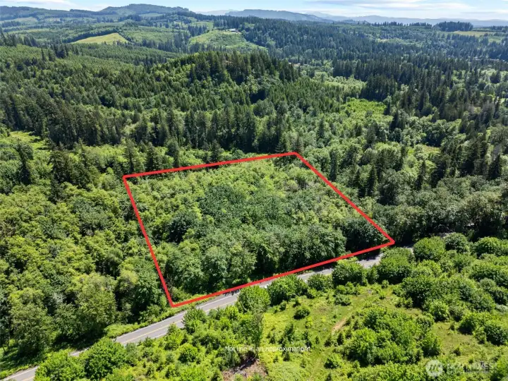 Aerial View with approximate property lines