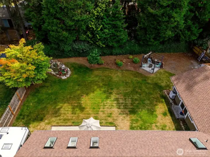 aerial view of back yard showing privacy and RV parking aerial view of back yard showing privacy and RV parking