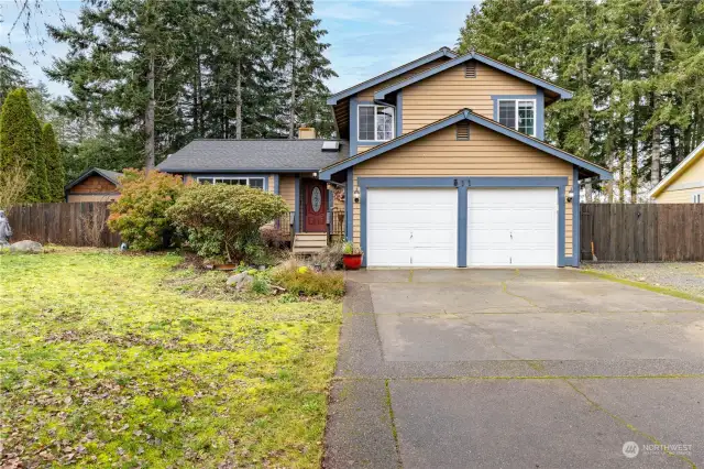 2 car garage with cabinets