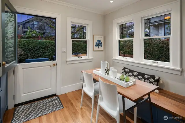 Breakfast Area of Kitchen with Dutch Door to Rear Deck