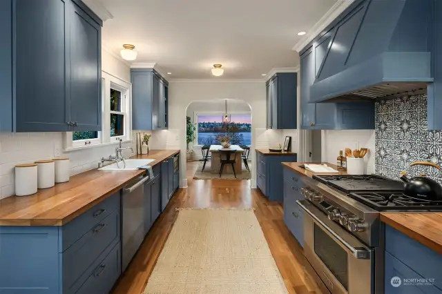 Birch Floors in Kitchen. Wide enough for team cooking!