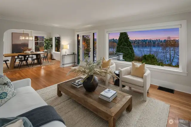 Living Room with View and Facing Dining Room