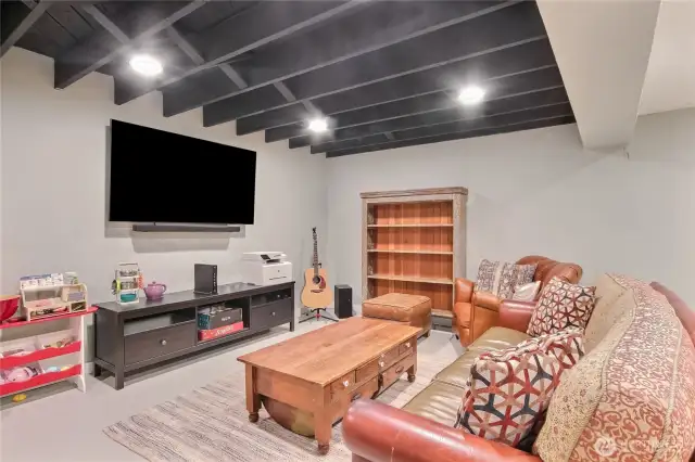 Family room in basement.