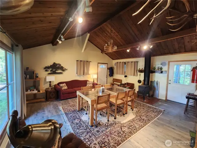 From bottom of stairs looking at living room