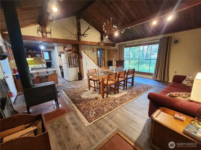 Step into the open concept living and dining room