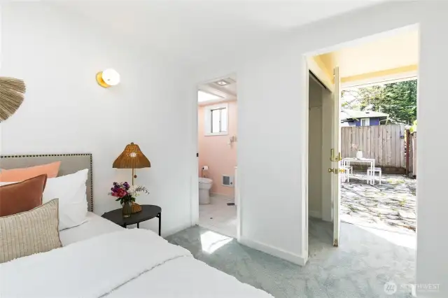 You can access the backyard from the primary suite. Perfect for long-term guests.