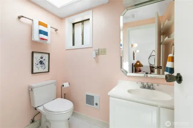 The primary bedroom's three-quarter bath.