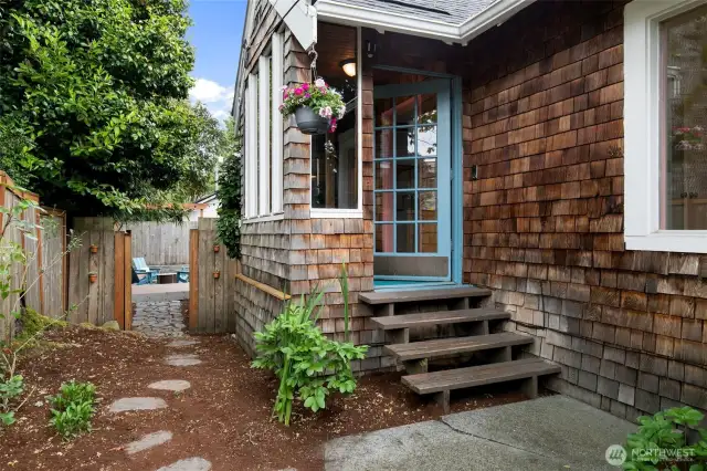 The home has three entrances and is accessible from either Wright or 47th. The front door off 47th.