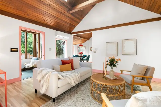 Vaulted ceilings, skylights, and tons of windows make this home light, bright, and airy.