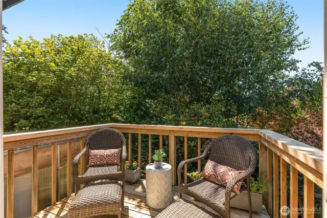 Small deck off the upstairs Main Bedroom