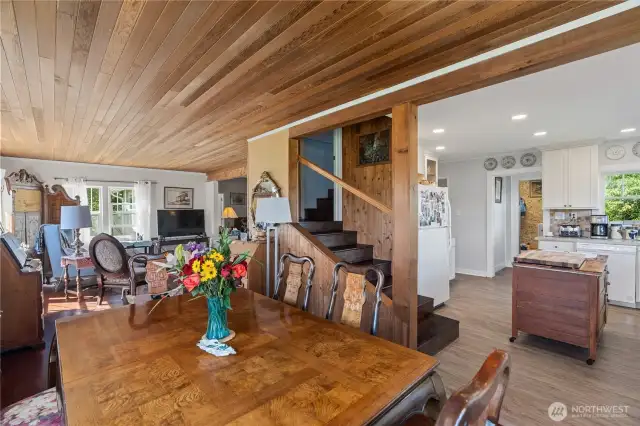Dining area, stairs & kitchen