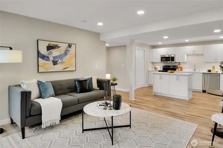 Great room and kitchen