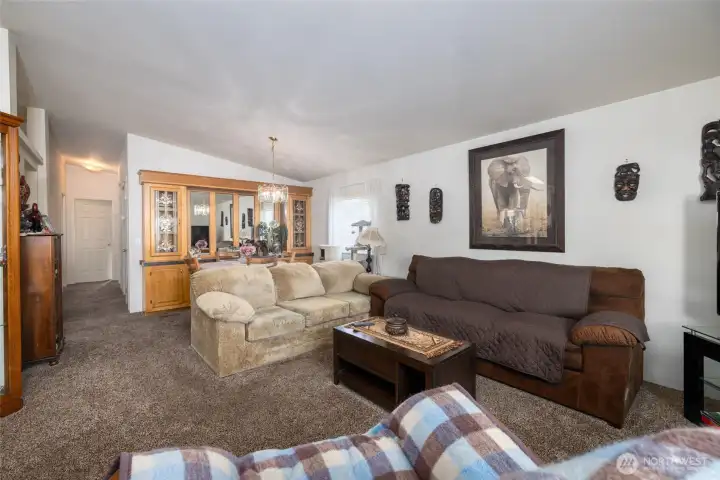 Living room, looking into the dining room.