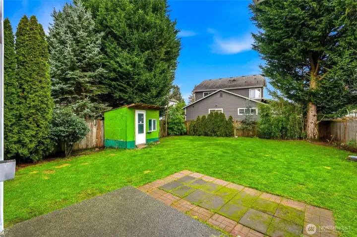 Patio and insulated shed