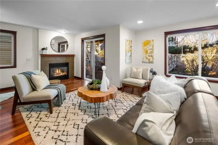 Main level looks out over private backyard