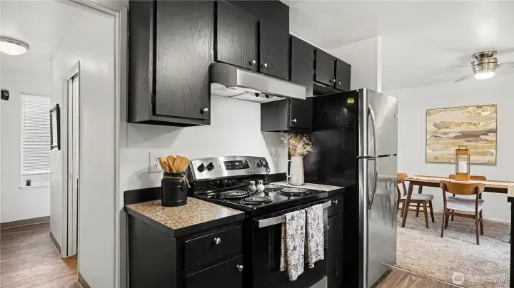 Kitchen cabinetry provides all kinds of storage space.