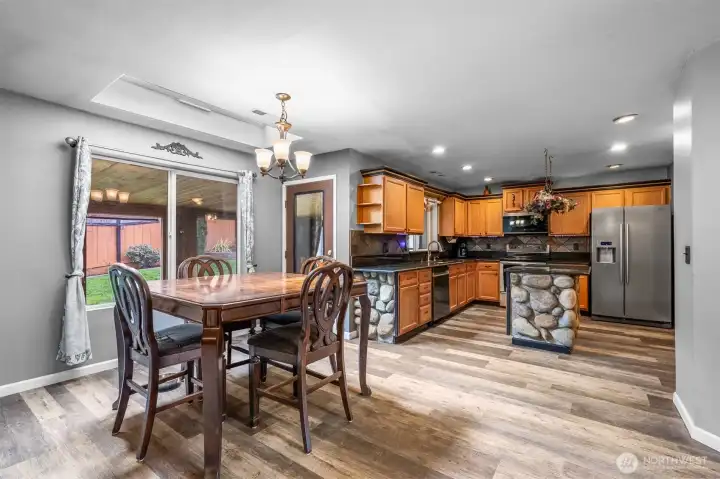 The kitchen and dining area come together seamlessly—making it easy to cook, gather, and stay connected