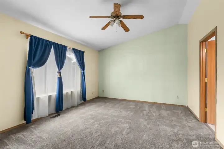 A well-sized primary bedroom that gives you options—space for more than just the basics