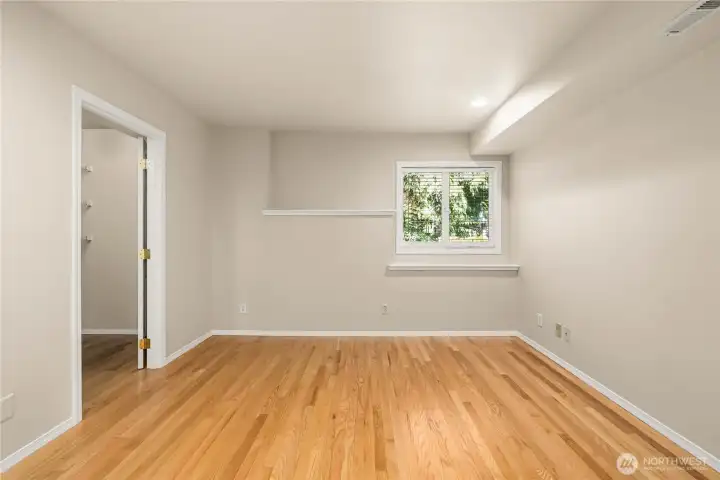 Lower level bedroom with a walk-in closet.