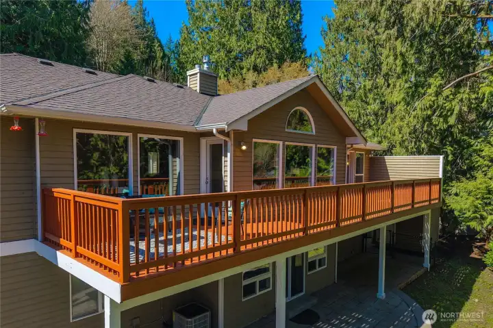 Expansive deck for entertaining or relaxing.