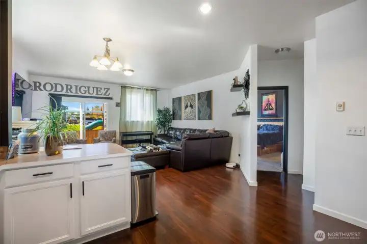 Open concept kitchen and living room
