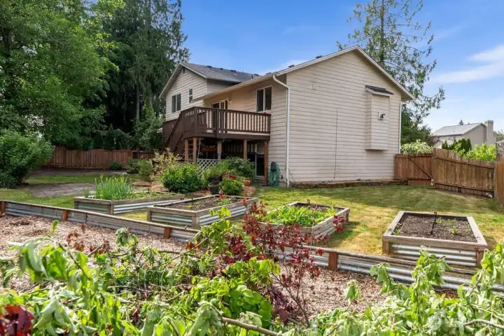 Raised garden beds, perfect for growing meals to prepare in your gourmet kitchen.