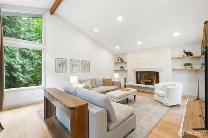 Living room w/ wood fireplace Living room w/ wood fireplace