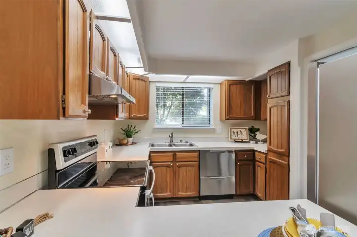 View of kitchen from pass through window.
