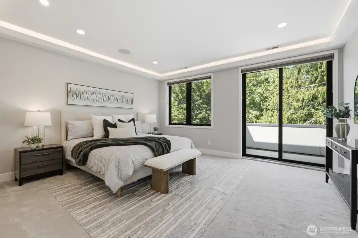 Primary bedroom with a private deck