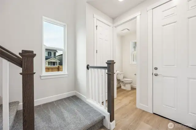 Powder bath off Entry with convenient coat closet