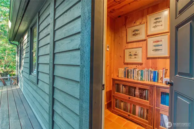 Entrance to the guest suite which the owners use as an office. It has a cozy wood-lined foyer that makes it extra welcoming.