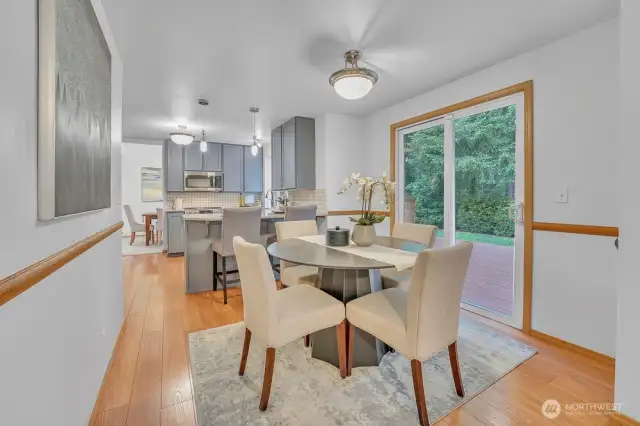 Just off the kitchen is an eating area and sliding door to the back yard.