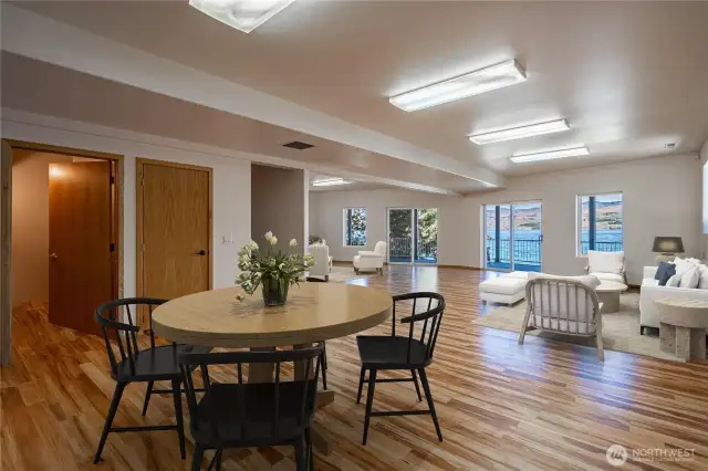 Lower level recreation room with lots of room for family fun  Virtually staged